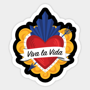 Mexican Sacred Heart / "Viva la Vida" Frida Kahlo's Quote in Spanish by Akbaly Sticker